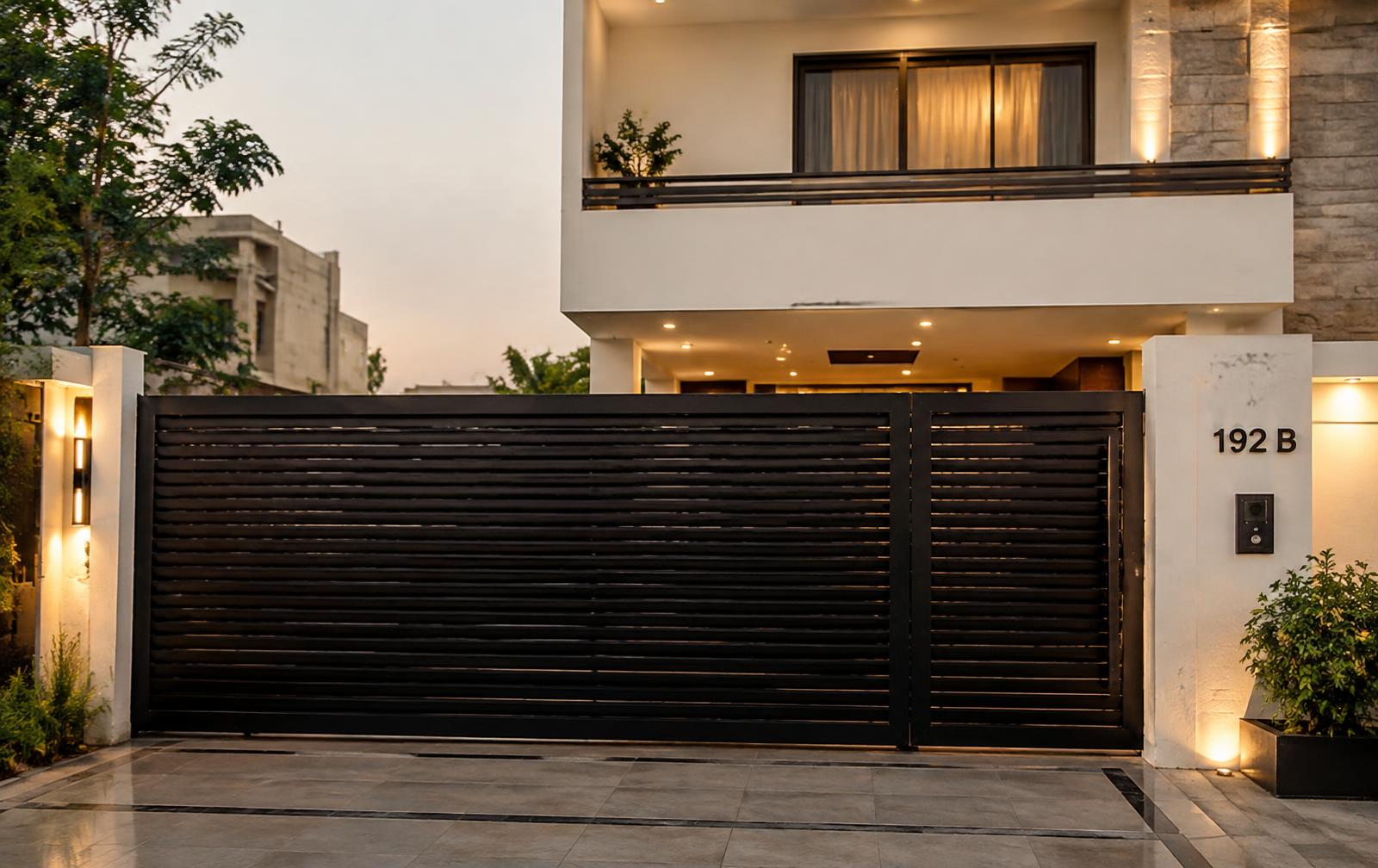 Steel entrance gate fabrication project by Bismillah Steel and Fiber Glass